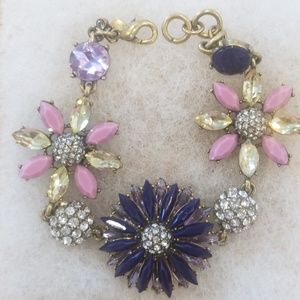 Flower bracelet...amethyst, pale yellow and pink